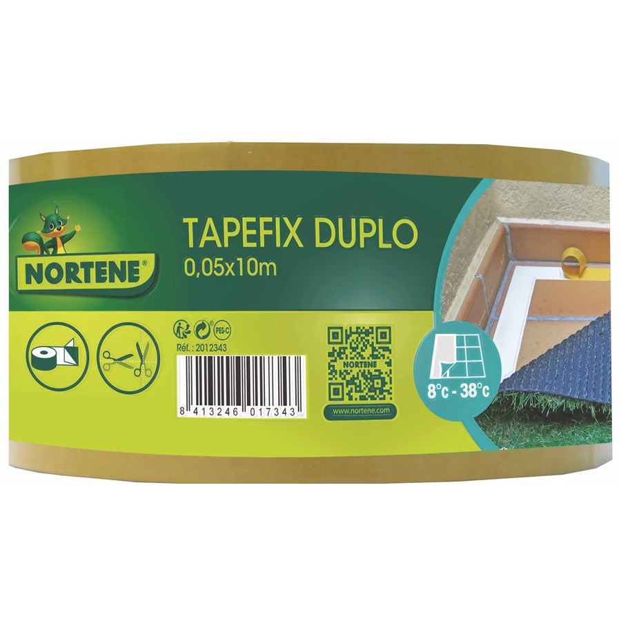 Nortene Tapefix Duplo kétoldalas öntapadós műfű rögzítőszalag 0,05 × 10 m